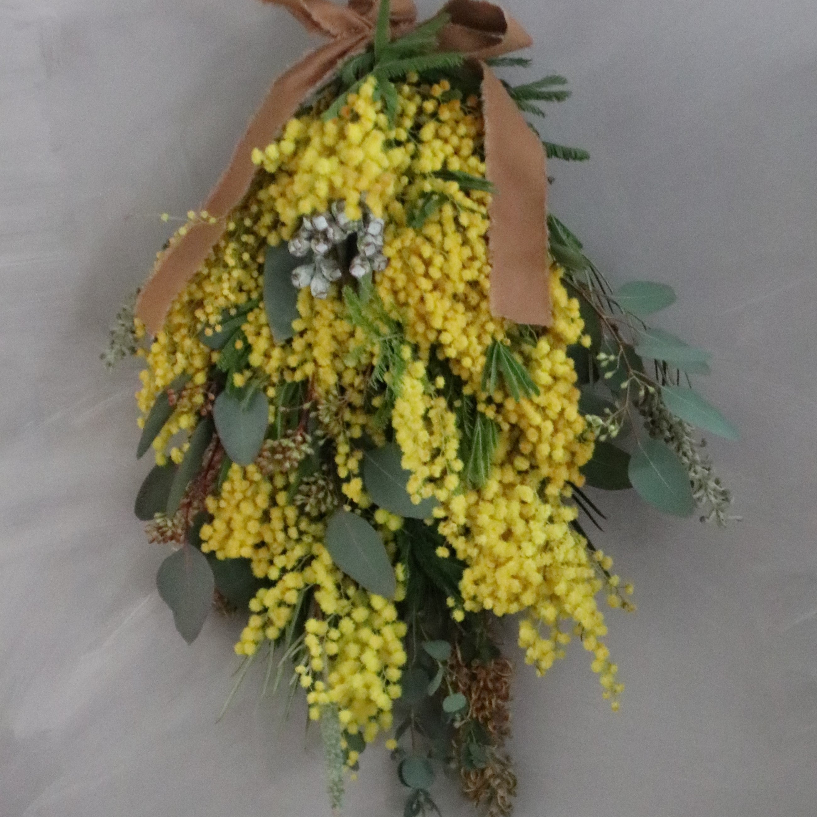 ミモザ スワッグ「ミモザとユーカリのドライフラワーになるフレッシュスワッグ」Sサイズ 35cm ミモザ フレッシュ ミモザアカシア 花束