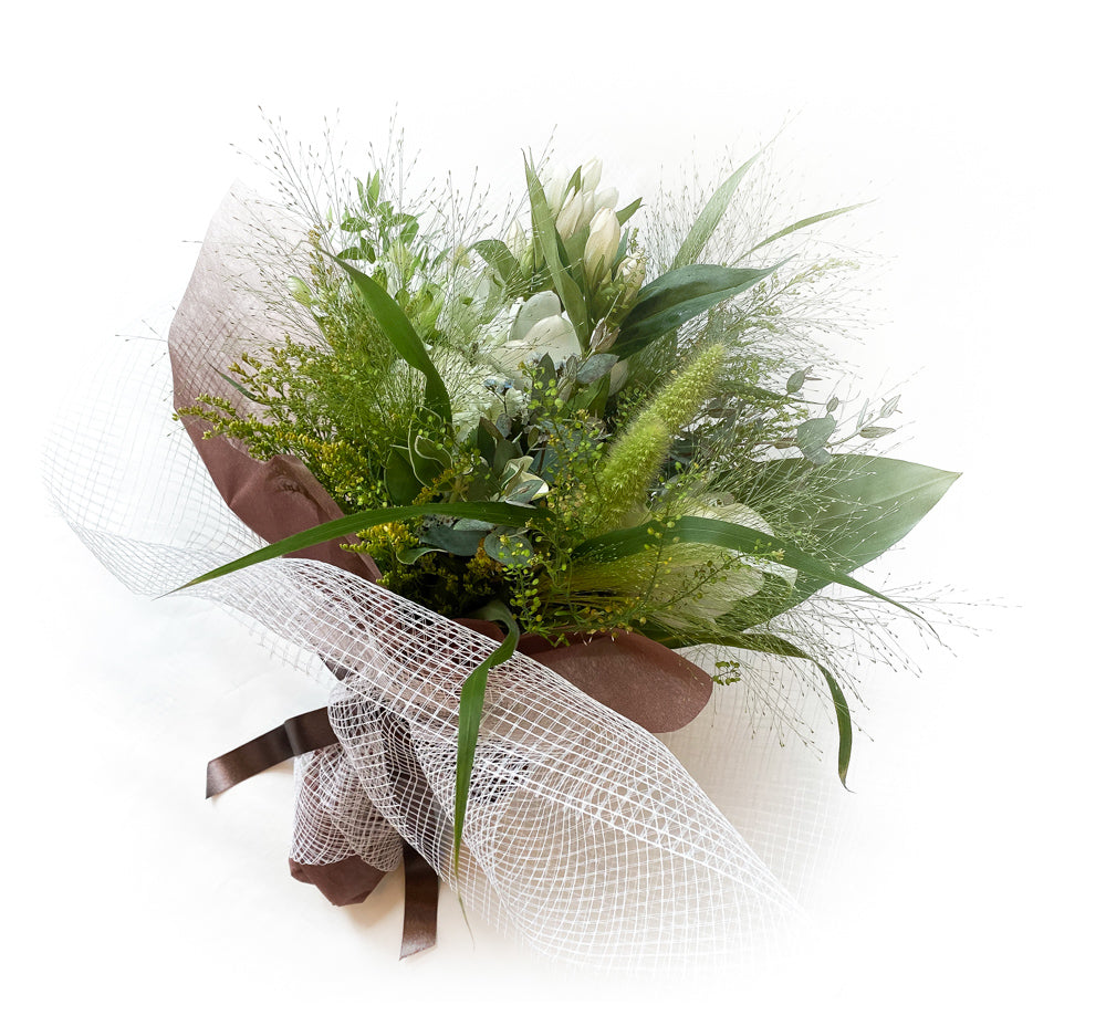 おまかせナチュラルブーケ Lサイズ(ホワイト・グリーン)