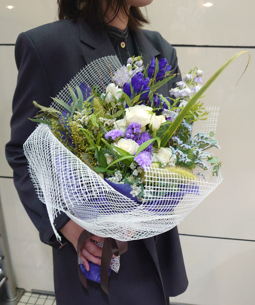 おまかせナチュラルブーケ Lサイズ(ブルー・パープル)