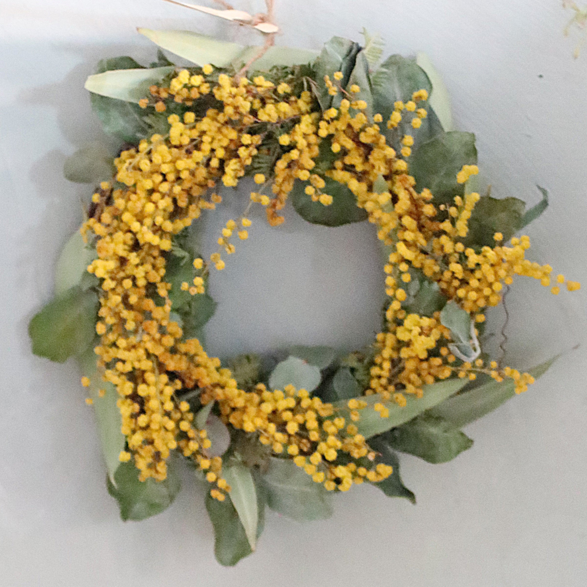 ミモザ 「ミモザとユーカリのドライフラワーリース」Sサイズ 15cm ミモザ ドライフラワー ミモザアカシア