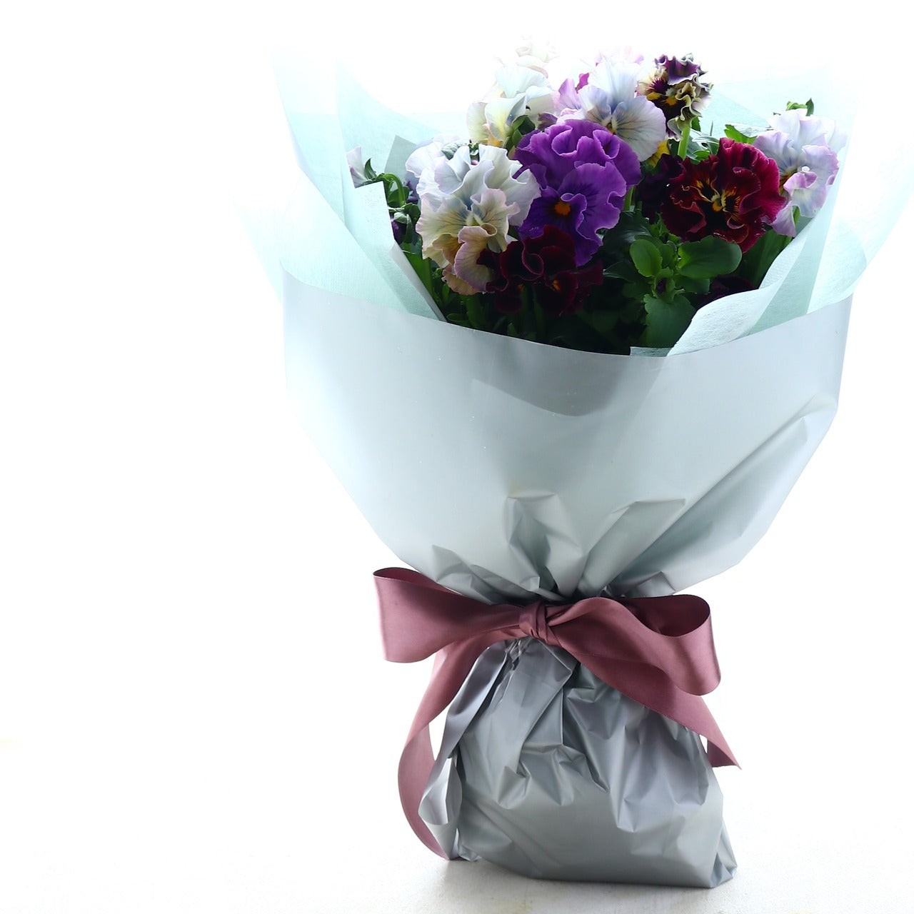 春の花束「花言葉はあなたを想う パンジー大人紫MIX 花束」春の花束 卒業 入学 バレンタインデー ホワイトデー パンジー