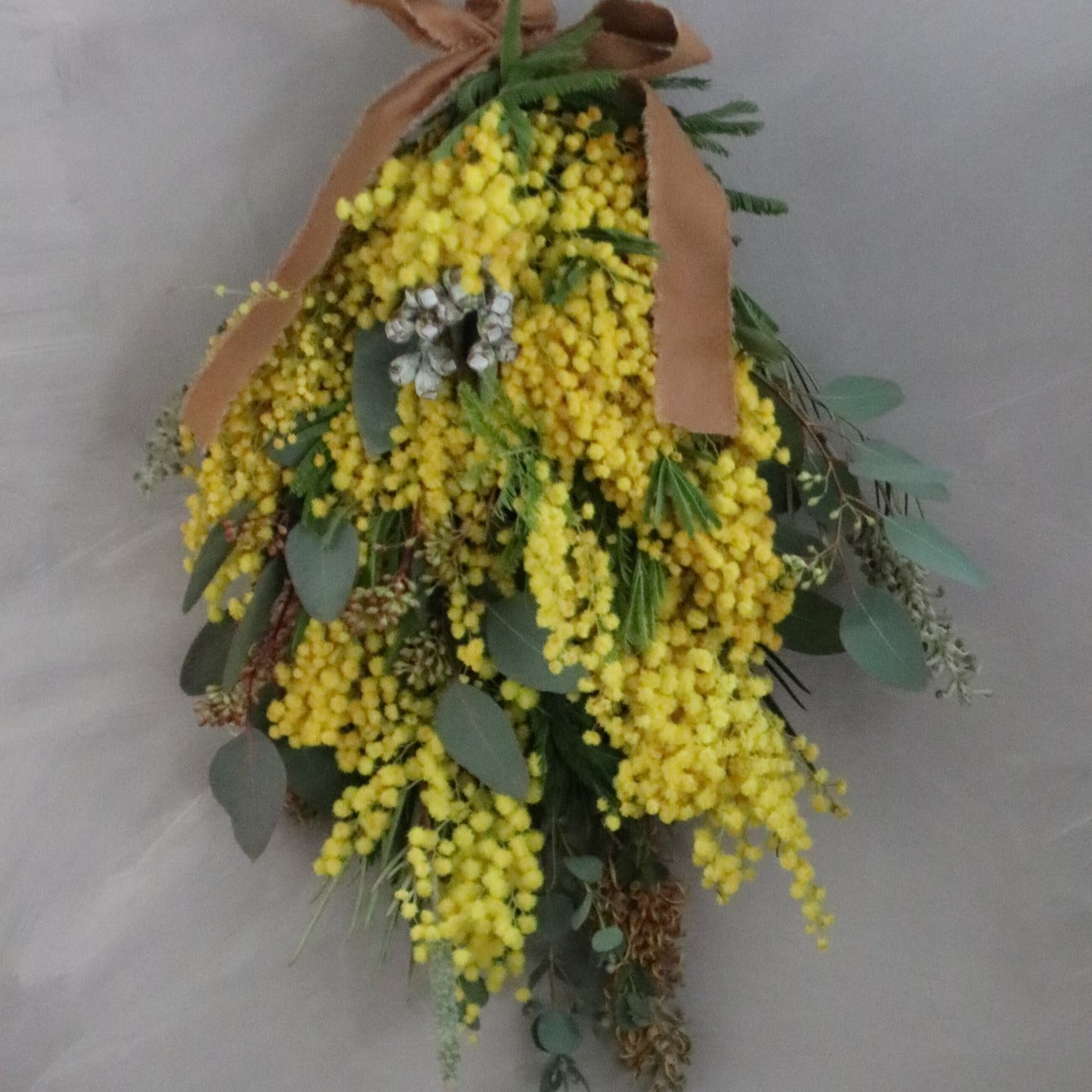 ミモザ スワッグ「ミモザとユーカリのドライフラワーになるフレッシュスワッグ」Sサイズ 35cm ミモザ フレッシュ ミモザアカシア 花束