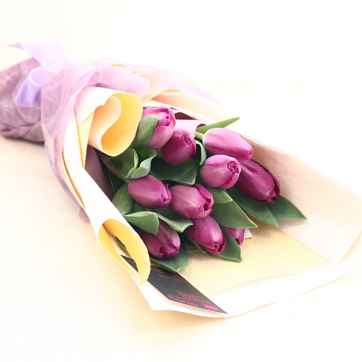 春の花束「春を彩るチューリップの花束 紫系MIX10本」Sサイズ ブーケ お誕生日 お祝い 卒業 入学 離職 就職 就任