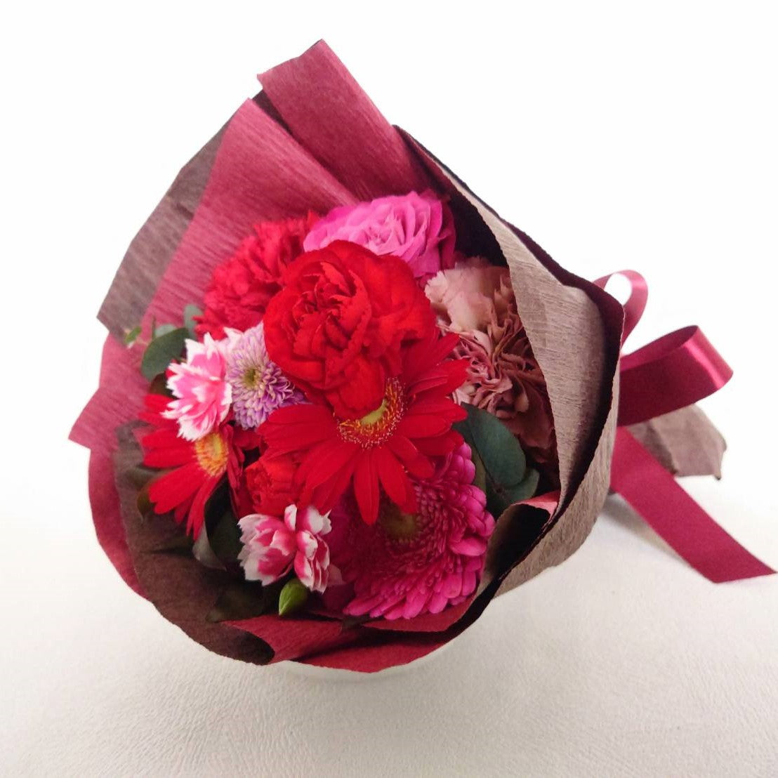母の日 花束「赤とピンクのMother'sブーケ」Sサイズ ブーケタイプ Mother's Day 赤系 カーネーション ガーベラ