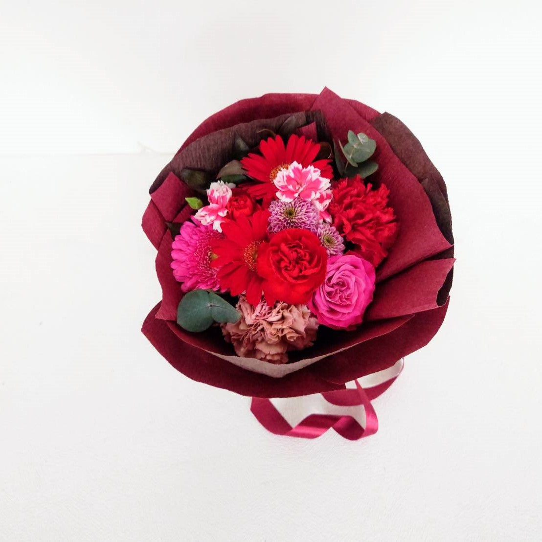 母の日 花束「赤とピンクのMother'sブーケ」Sサイズ ブーケタイプ Mother's Day 赤系 カーネーション ガーベラ