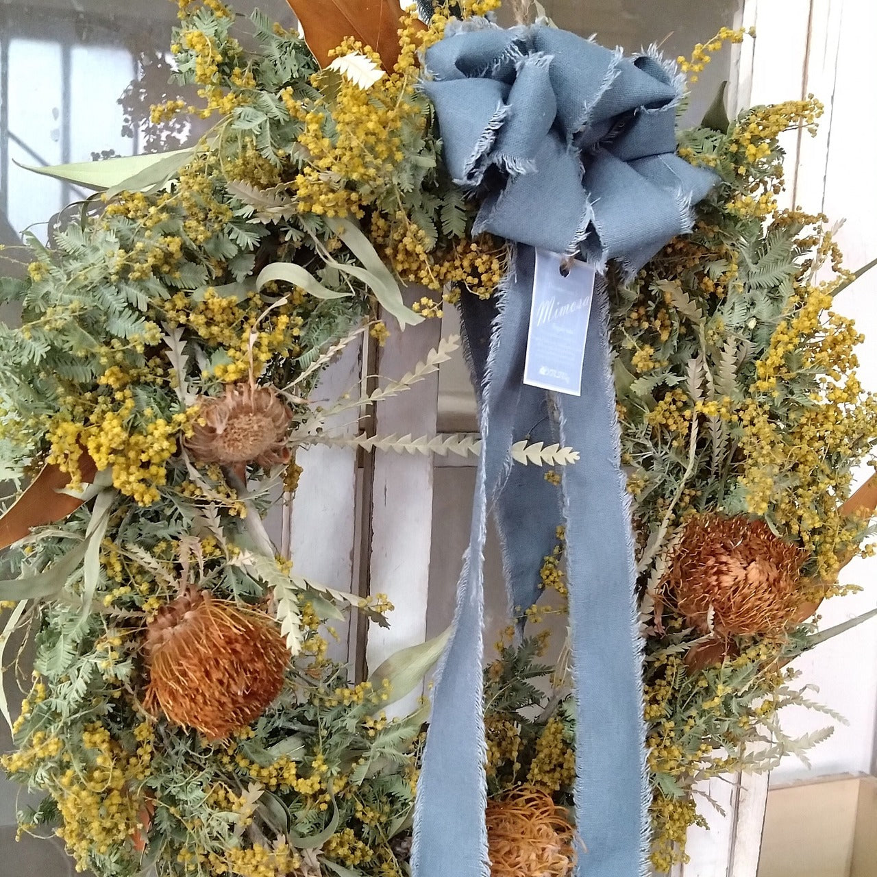 ミモザ リース 「ミモザのドライフラワーリース」Lサイズ 35cm ミモザ ドライフラワー ミモザアカシア
