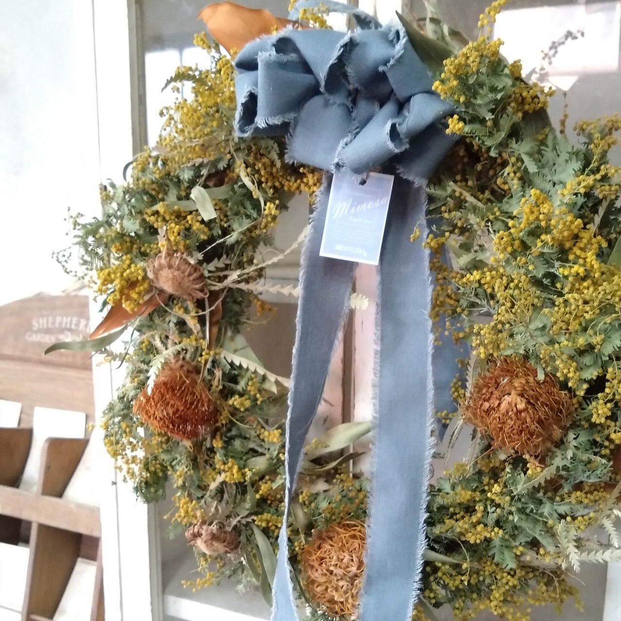 ミモザ リース 「ミモザのドライフラワーリース」Lサイズ 35cm ミモザ ドライフラワー ミモザアカシア