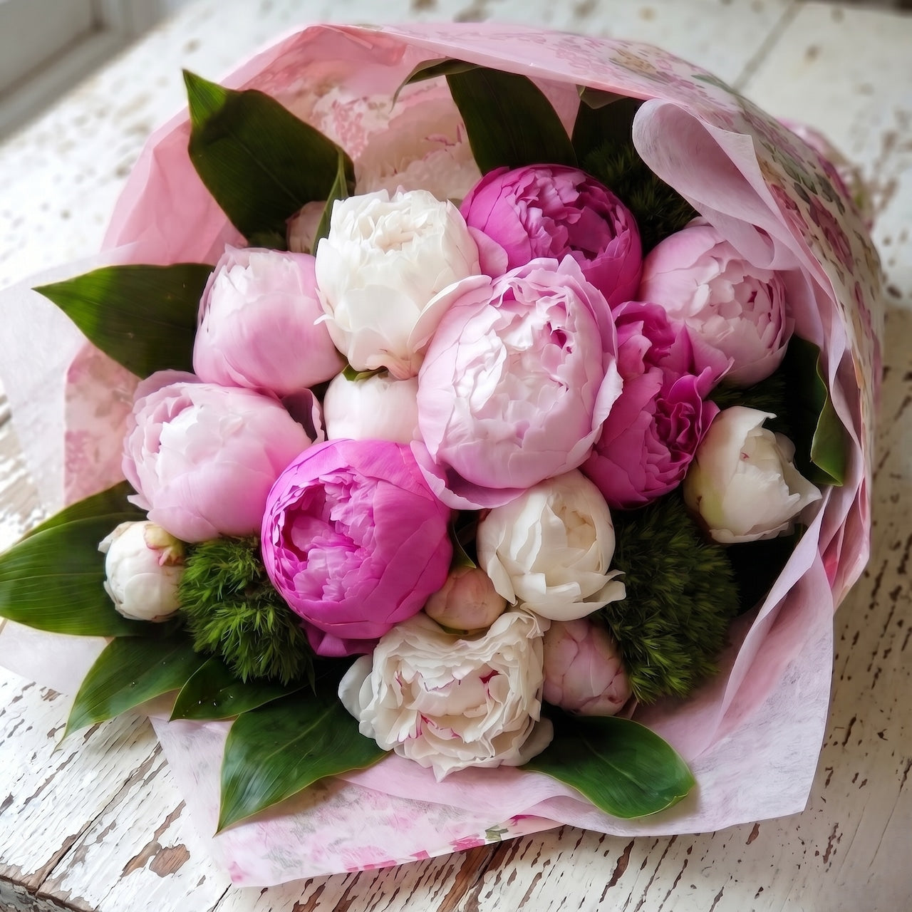 シャクヤク 花束 「ピンクのシャクヤクミックスの花束」Mサイズ　送別　誕生日　退職祝い　お祝い　